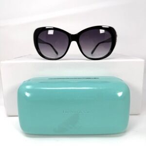 Tiffany & Co TF4048 Black Crystal Flower Sunglasses 55mm Italy Designer Case